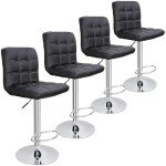 4 Adjustable Swivel Bar Stools with Square Back