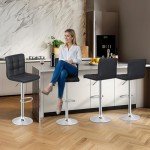 4 Adjustable Swivel Bar Stools with Square Back