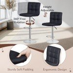 4 Adjustable Swivel Bar Stools with Square Back