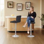 4 Adjustable Swivel Bar Stools with Square Back