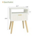 White Mid Century Modern Nightstand with 2-Tier Storage