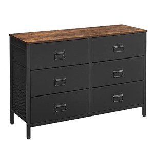 SONGMICS 6-Drawer Fabric Dresser in Rustic Brown
