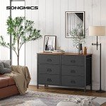 SONGMICS 6-Drawer Fabric Dresser in Rustic Brown