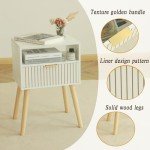 White Mid Century Modern Nightstand with 2-Tier Storage