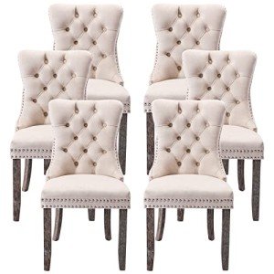 Beige Velvet Dining Chairs Set of 6