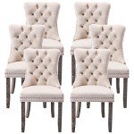 Beige Velvet Dining Chairs Set of 6