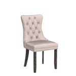 Beige Velvet Dining Chairs Set of 6