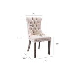 Beige Velvet Dining Chairs Set of 6