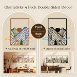 Colorful Double-Sided Mountain Metal Wall Art Set