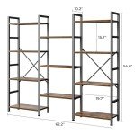 Superjare Triple 4-Tier Rustic Bookshelf with 11 Shelves