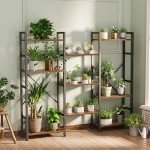 Superjare Triple 4-Tier Rustic Bookshelf with 11 Shelves