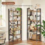 Superjare Triple 4-Tier Rustic Bookshelf with 11 Shelves