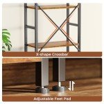Superjare Triple 4-Tier Rustic Bookshelf with 11 Shelves