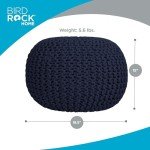 BIRDROCK HOME Navy Round Pouf Stool Ottoman