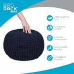 BIRDROCK HOME Navy Round Pouf Stool Ottoman