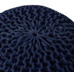 BIRDROCK HOME Navy Round Pouf Stool Ottoman