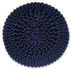 BIRDROCK HOME Navy Round Pouf Stool Ottoman