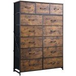 WLIVE 13-Drawer Tall Dresser with Rustic Finish