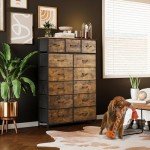 WLIVE 13-Drawer Tall Dresser with Rustic Finish