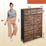 WLIVE 13-Drawer Tall Dresser with Rustic Finish