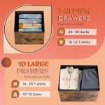 WLIVE 13-Drawer Tall Dresser with Rustic Finish