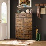 WLIVE 13-Drawer Tall Dresser with Rustic Finish