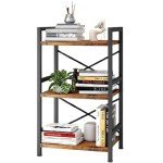 3-Tier Industrial Rustic Brown Bookshelf Organizer
