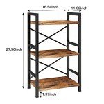 3-Tier Industrial Rustic Brown Bookshelf Organizer