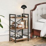 3-Tier Industrial Rustic Brown Bookshelf Organizer