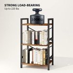 3-Tier Industrial Rustic Brown Bookshelf Organizer