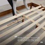 NTC Lupin King Wooden Bed Frame - Dark Walnut