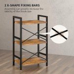 3-Tier Industrial Rustic Brown Bookshelf Organizer