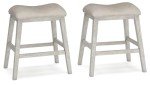 Ashley Skempton White and Light Brown Bar Stool