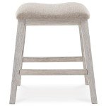 Ashley Skempton White and Light Brown Bar Stool