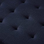 Navy Blue Upholstered Square Tufted Ottoman Footrest