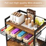 Hencawima Rustic Brown Coffee Bar Cart on Wheels