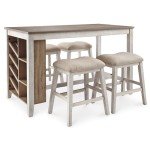 Ashley Skempton White and Light Brown Bar Stool