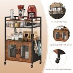 Hencawima Rustic Brown Coffee Bar Cart on Wheels