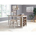 Ashley Skempton White and Light Brown Bar Stool