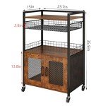 Hencawima Rustic Brown Coffee Bar Cart on Wheels
