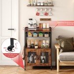 Hencawima Rustic Brown Coffee Bar Cart on Wheels