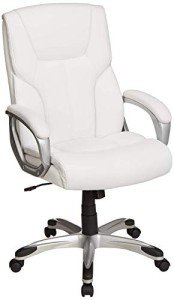 Amazon Basics Adjustable Executive Desk Chair - White/Pewter