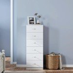 Stylish 6 Drawer Vertical Dresser with Gold Handles