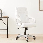 Amazon Basics Adjustable Executive Desk Chair - White/Pewter