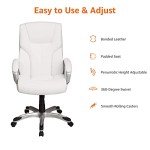 Amazon Basics Adjustable Executive Desk Chair - White/Pewter