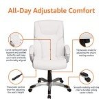 Amazon Basics Adjustable Executive Desk Chair - White/Pewter
