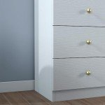 Stylish 6 Drawer Vertical Dresser with Gold Handles