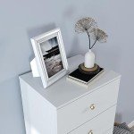 Stylish 6 Drawer Vertical Dresser with Gold Handles