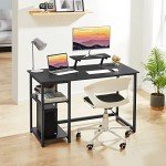 Compact Black Computer Desk with Monitor Stand