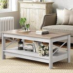 YITAHOME Modern Farmhouse Coffee Table with Storage
